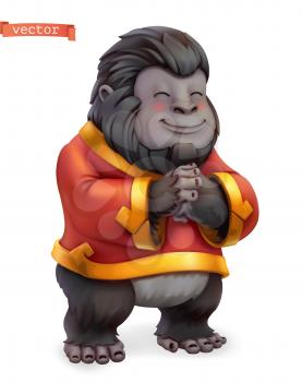 Monkey, gorilla. Funny animal in the Chinese zodiac, Chinese calendar, 3d vector icon