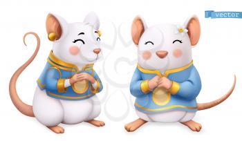 Rat, mouse, Funny animal in the Chinese zodiac, Chinese calendar, 3d vector icon