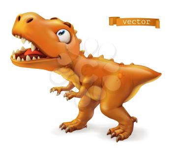 Tyrannosaurus. T. rex dinosaur cartoon character. Funny animal 3d vector icon