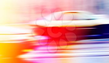 Cars on highway. Colorful motion blur image.