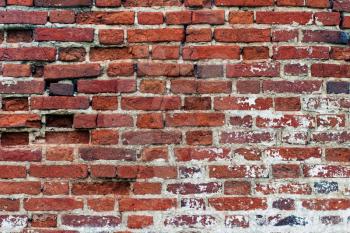 Old weathered brick wall texture. Closeup shot