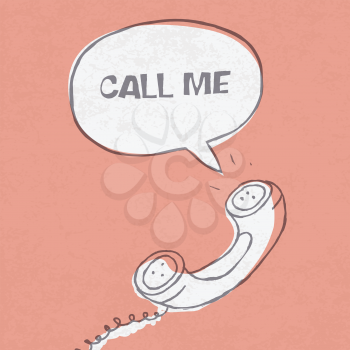 Vintage handset with speech_bubble_and sample text. Vector illustration, EPS8