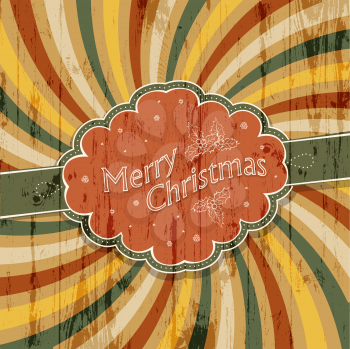 Merry Christmas background with colorful rays background, vector.