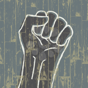 Fist - revolution symbol. Grunge, EPS10.