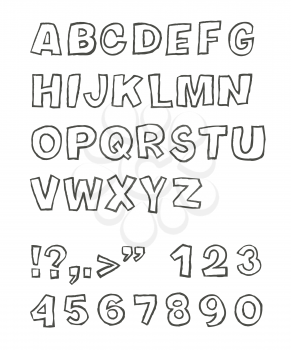 Handwritten sans-serif alphabet, vector, EPS 8