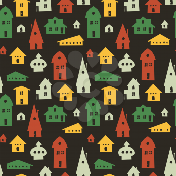 Different houses seamless pattern. Vector