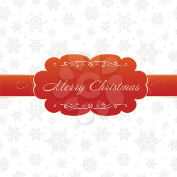 Merry christmas greeting card on white background with snowflakes pattern. Vector illustration, EPS8.