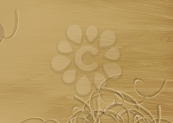 Pine wood texture with shavings. Vector illustration, EPS 10