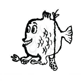 Piranha. Doodle illustration. Vector