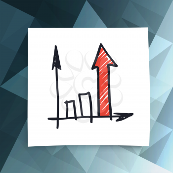 Red success arrow on abstract business background. Vector, EPS10