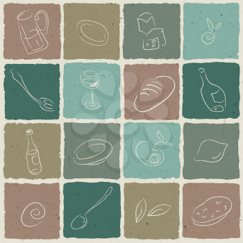 Restaurant icons tiled retro background, vector illustration. EPS10