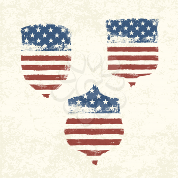 Shield shaped american flag. Vector, EPS10