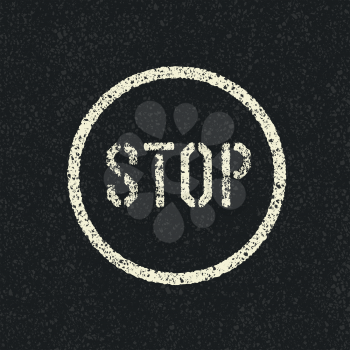 Stop sign painted on a asphalt road. Vector