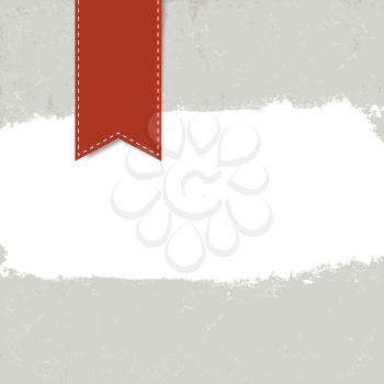White grunge label on textured background with red tag. Vector, EPS10