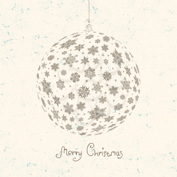 Christmas ball on textured beige background. Vector illustration, EPS8
