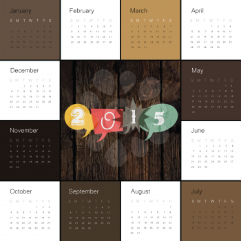 Calendar 2015 Retro Styled. Square composition