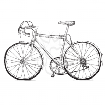 Vintage road bicycle hand drawn illustration
