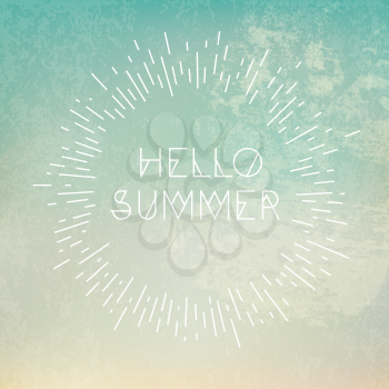 Phrase Hello Summer on grunge blue background