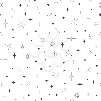 Geometric seamless pattern. Stars, squares, circles, triangles, rhombus and lines.