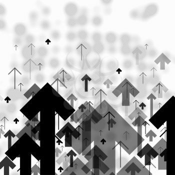 Science or Business Abstract Monochrome Background. Arrows Up and Blurred Dots Composition on background. Good for annual reports, brochures, covers, etc