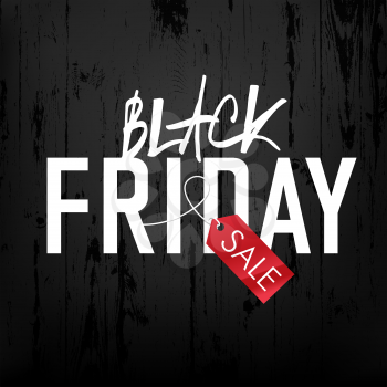 Black Friday sales Advertising Poster on Black Wooden background