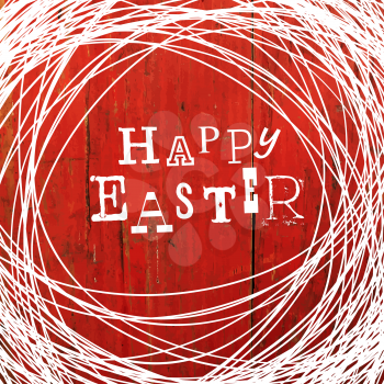 Happy Easter Greeting with Wooden Background