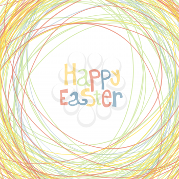 Happy Easter Greeting Card with Symbolic Nest Background