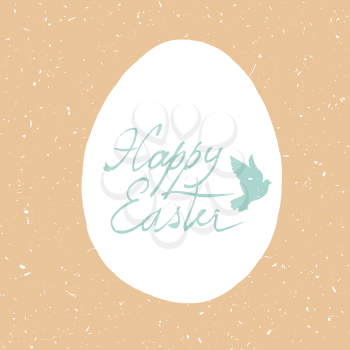 Easter Retro Card Design. Hand drawn, calligraphic symbol for Easter. Textured grunge background