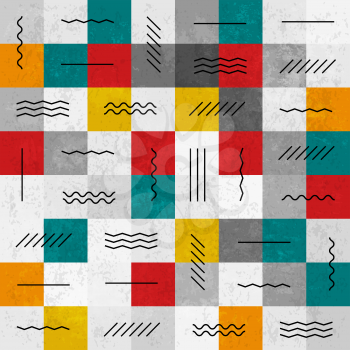 Retro colors abstract seamless pattern with geometric lines