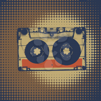 Audiocassette retro music background. Audiocassette illustration. Retro audio cassettes. Vintage styled retro music background