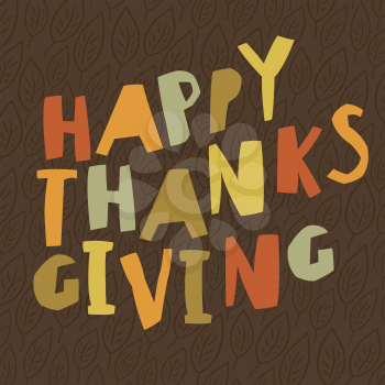 Happy Thanksgiving design. For holiday greeting cards designs. Simple and colorful