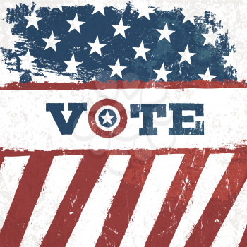 Vote. american flag grunge background. Vector design presidential election.