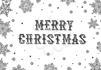 Merry Christmas Greeting. Black and white