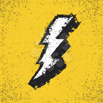 Lightning bolt grunge icon. Thunderbolt vector illustration. Levin grunge symbol. Grunge design element