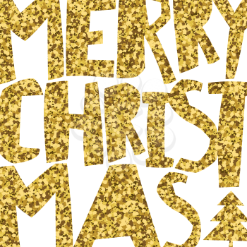 Happy Merry Christmas. Golden glittering. 