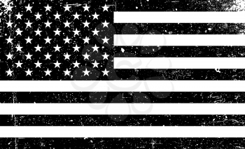 Grunge monochrome United States of America flag. Black and white vector illustration with grunge texture. 