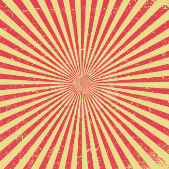 Red rays vintage textured background. Grunge retro texture