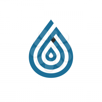 Mono line water drop logo. Monochromatic vector logotype.