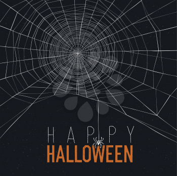 Halloween background with spider web and text