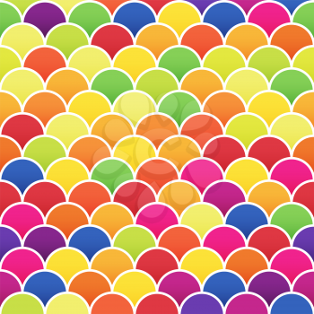 Colorful asian fish scale seamless retro pattern. Vector seamless background.