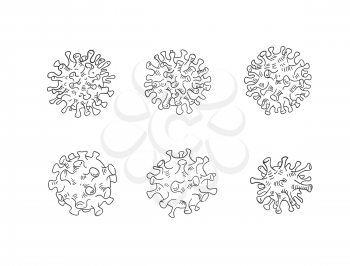 Covid-19 viruses hand drawn vewctor set. Corona virus vector symbol.