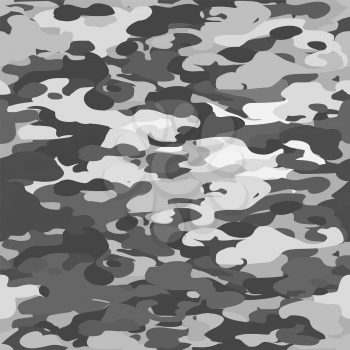 Monochrome spots camouflage background seamless. Grayscale vector pattern. 