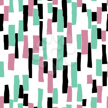 Seamless doodle blocks vertical stripes patchwork pattern