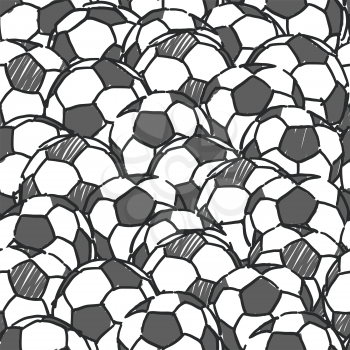 Black and white coloring soccer balls pattern. Seamless vector illustration.