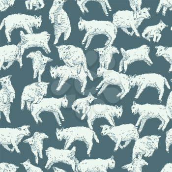 Jumping sheeps seamless pattern. Sleep themed vector illustration