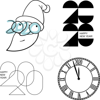 Collection of 2020 New Year logos. Different typography designs.