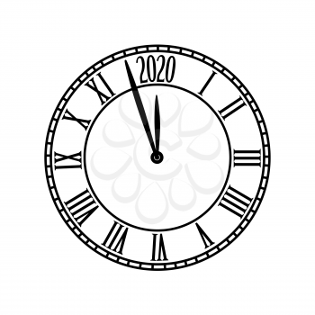 Countdown on classical clock interface to New Year 2020. New year design concept, greeting card, etc