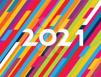 2021 Typography with color lines. Minimalism vector