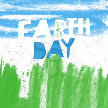 Earth day poster, 22 April. On abstract nature background - green and blue. 