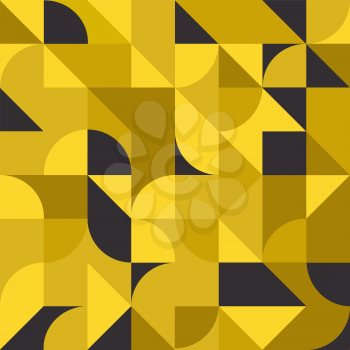 Yellow-colored Abstract Geometric Shapes Background. Seamless Yellow Vector Background